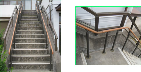 施工事例：屋外の長い階段へ手すりを設置